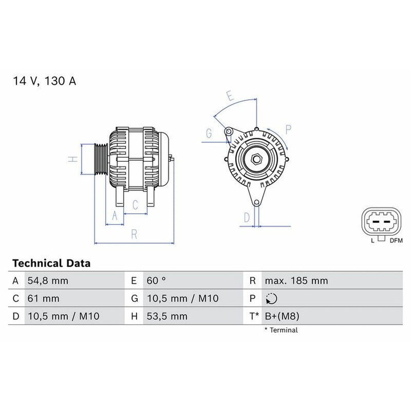 Bosch Car Alternator 12V 0 986 087 460