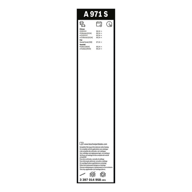 Bosch Wiper Wiper Blade Set 550mm + 400mm — A971S fits Citroën C3 Aircross II