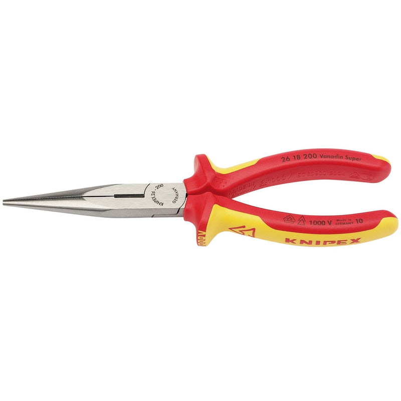 Draper Knipex 26 18 200UKSBE VDE Fully Insulated Long Nose Pliers, 200mm 32012 Draper - Dynamic Drive
