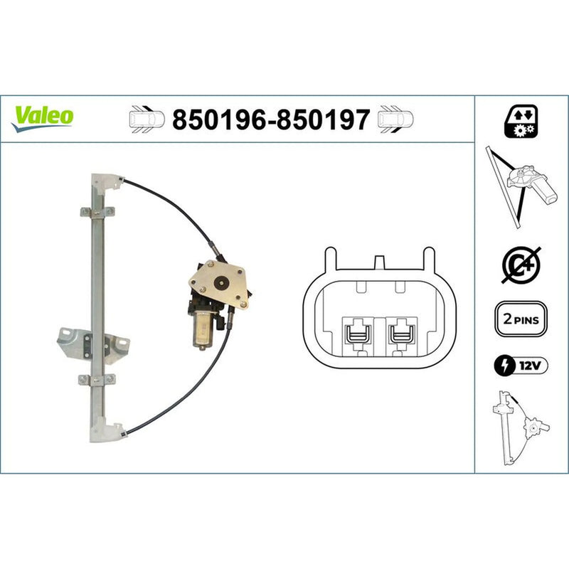 Valeo Electric Window Regulator Lifter Right Front 850197