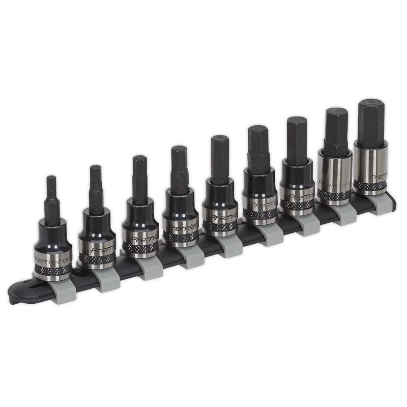 Sealey Hex Key Socket Bit Set 9pc 3/8"Sq Drive Metric Black AK7986 Sealey - Dynamic Drive
