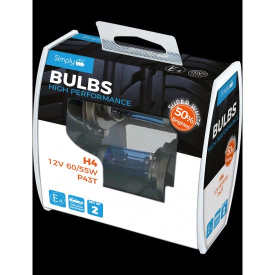 2x H4 Car Headlamp Upgrade Bulb 50% Brighter Headlight Simply - Dynamic Drive