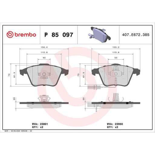 Brembo 4 x Front Brake Pad Set fits Audi A4 B6 2003-2005