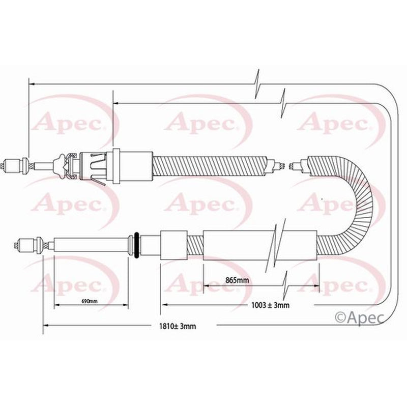 Apec Handbrake Cable Left Rear fits Citroën C3 I 2002-2009 1.4 1.6