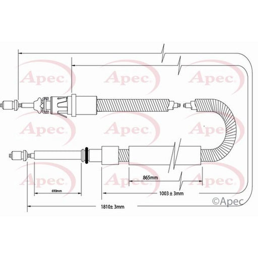 Apec Handbrake Cable Right Rear CAB1551