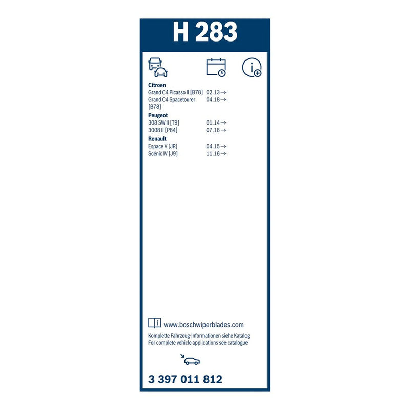 Bosch Conventional Wiper Blade 280mm — H283 fits Citroën C4 Grand Picasso II