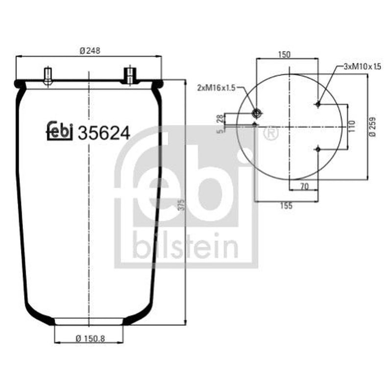 Febi Air Suspension Bellow Rear Right 35624