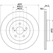 DON 2 x Vented Rear Brake Discs PCD22652-x2