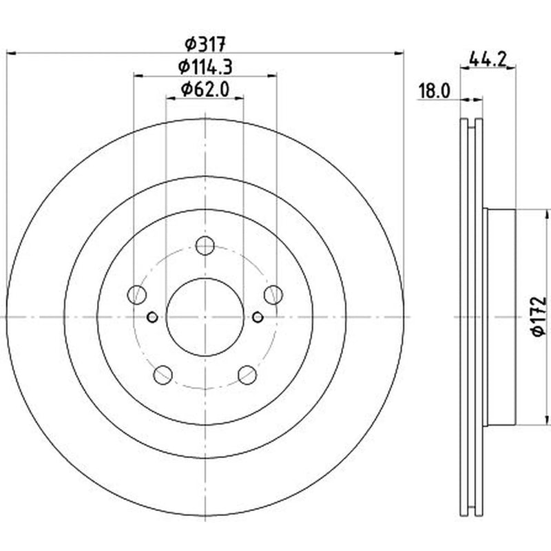 DON 2 x Vented Rear Brake Discs PCD22652-x2