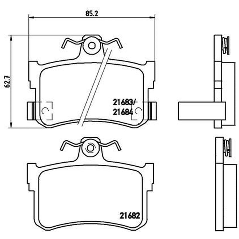 Brembo 4 x Rear Brake Pad Set fits MG Mgf 1995-2002 1.6 1.8