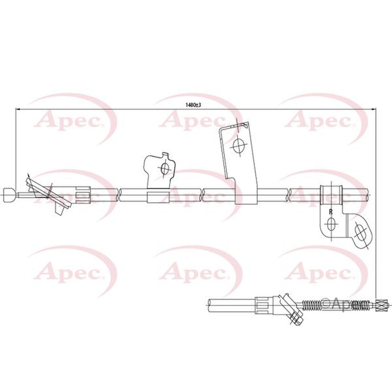 Apec Handbrake Cable Right Rear fits Toyota Yaris/Vitz 1999-2005 1.0 1.3 1.4 1.5
