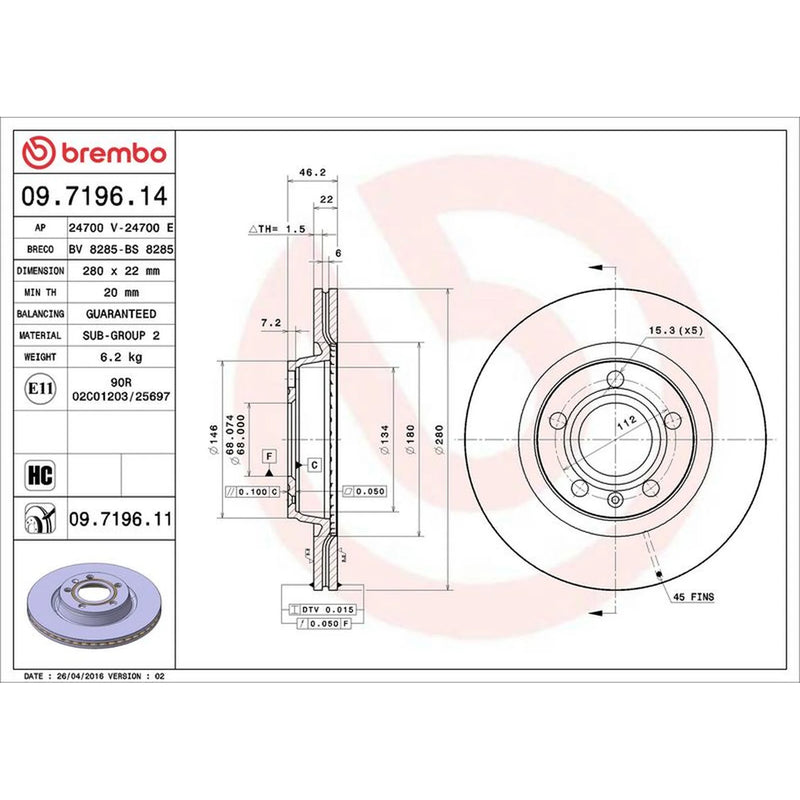 Brembo Front & Rear Brake Discs & Pads fits VW Passat B5 1996-2000 1.6 1.8 1.9