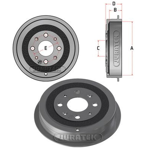 Juratek Brake Drum Assembly Rear fits Fiat Grande Punto 2005 on 1.2