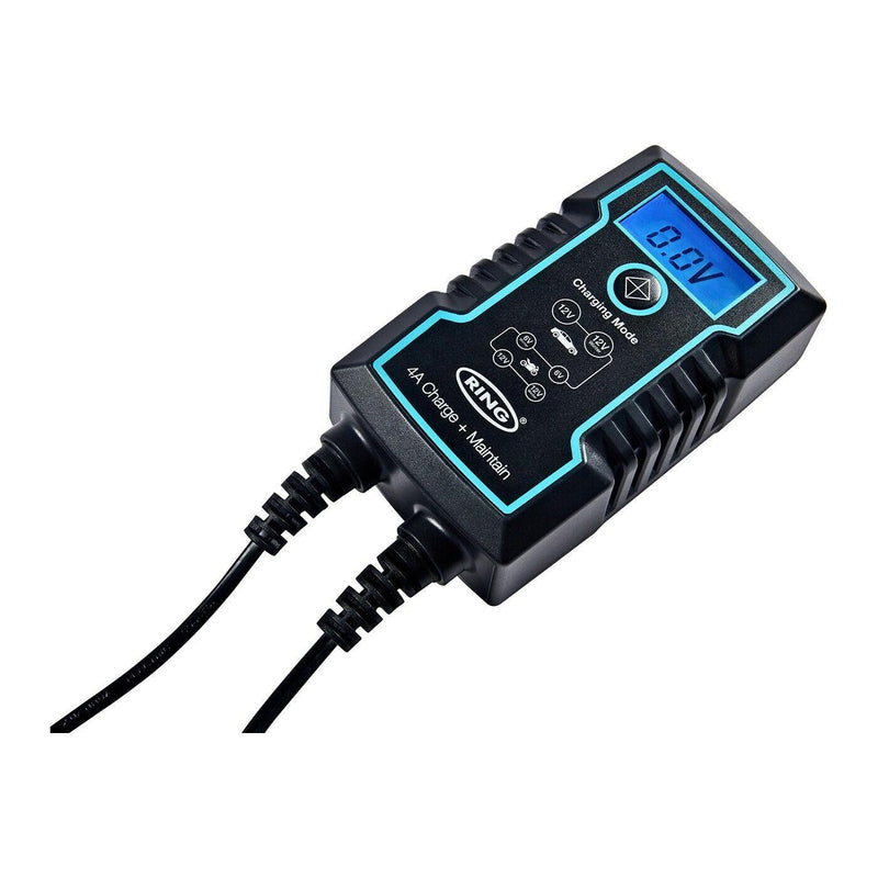Ring 4A Smart Battery Charger and Battery Maintainer LCD Display 6/12v Ring Automotive - Dynamic Drive