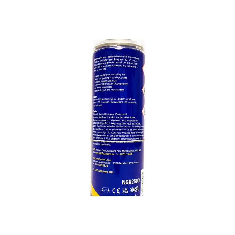 NAPA Clear Spray Grease 500ml Water Resistant Aerosol Lubricant PTFE Chain NAPA - Dynamic Drive