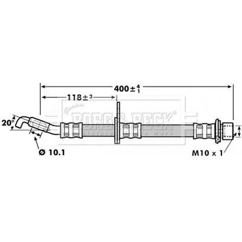 Borg & Beck Brake Hydraulic Hose Line Front Right BBH7256