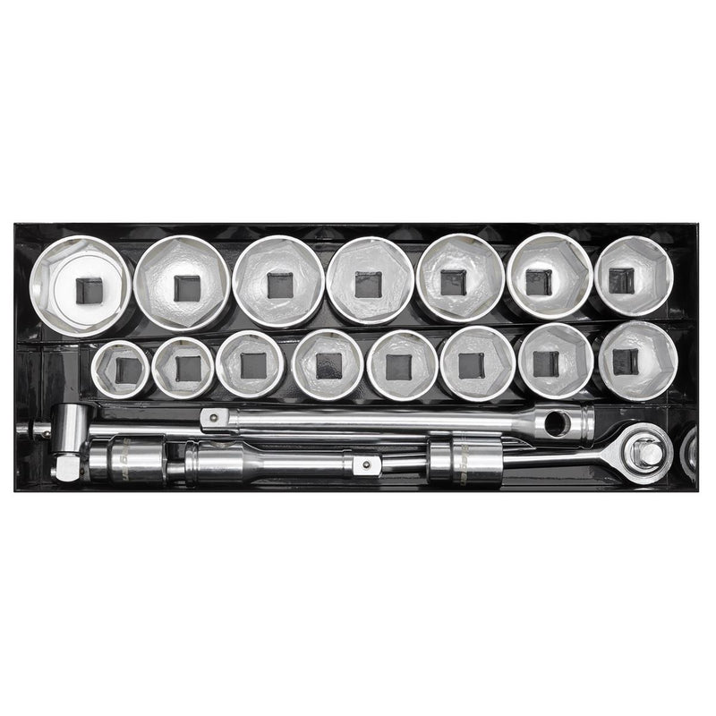 Sealey Socket Set 21pc 1"Sq Drive 6pt WallDrive Metric S0768 Sealey - Dynamic Drive
