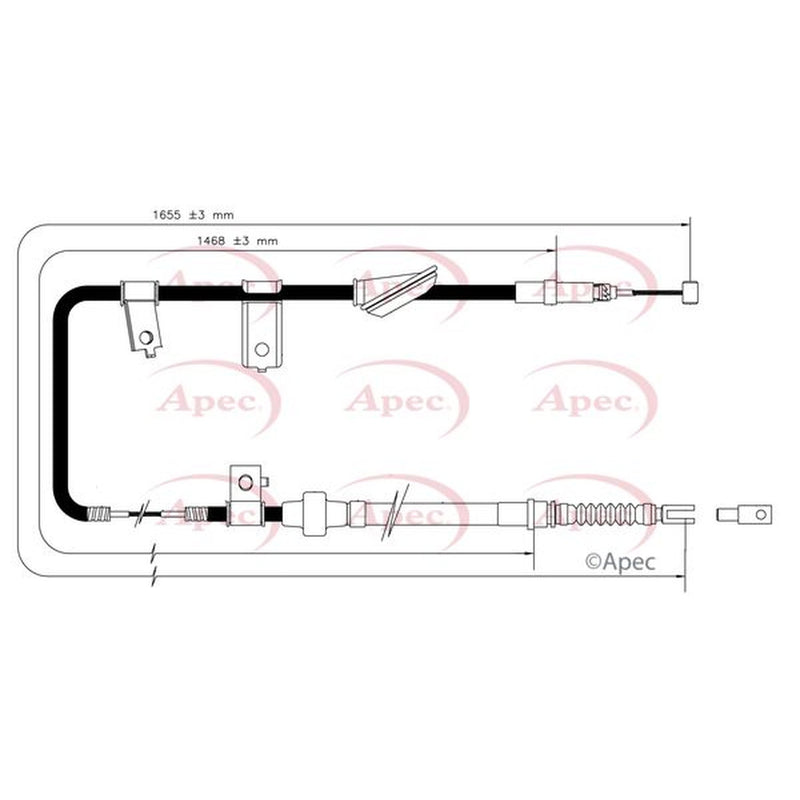 Apec Handbrake Cable Right Rear fits Honda Civic Aerodeck 1998-2001 1.5 1.6 1.8