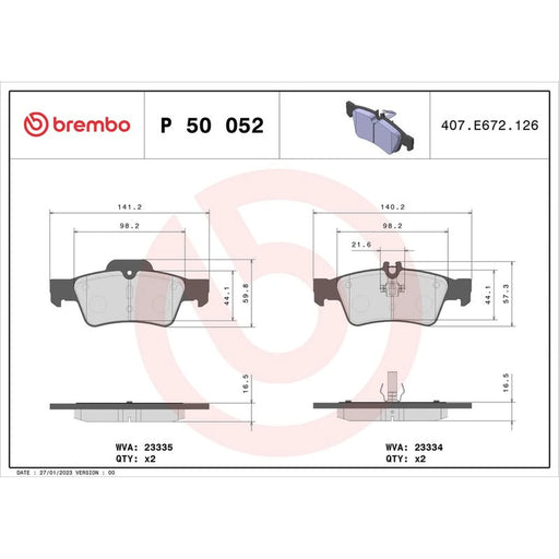 Brembo 4 x Rear Brake Pad Set fits Mercedes-Benz Cls 2004-2017