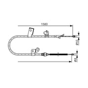 Bosch Handbrake Cable Left Rear fits Toyota Yaris/Vitz 2001-2005 1.0 1.3 1.4