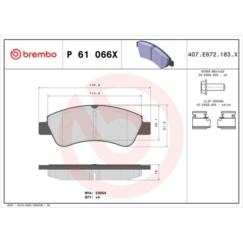 Brembo 4 x Front Brake Pad Set fits Citroën Ami 2020 on