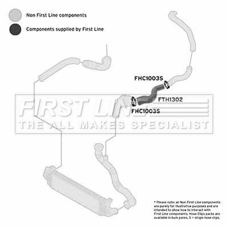 First Line Intercooler Turbo Charge Air Hose fits Ford Mondeo 2000-2007 2.0