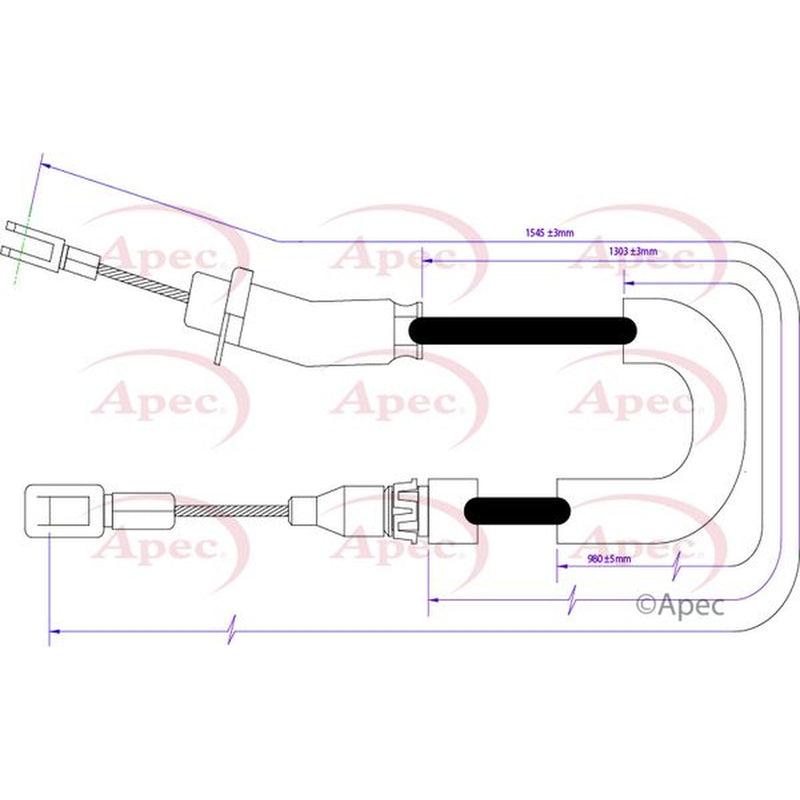Apec Handbrake Cable Left Rear fits Mercedes-Benz Sprinter 2-T 1995-2006