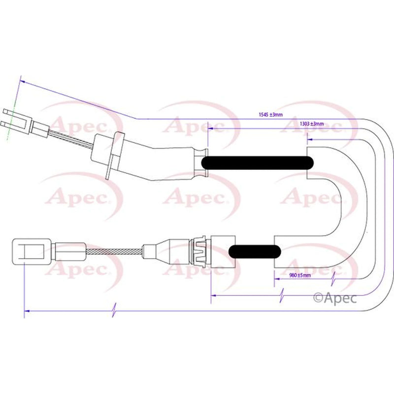 Apec Handbrake Cable Right Rear CAB1285