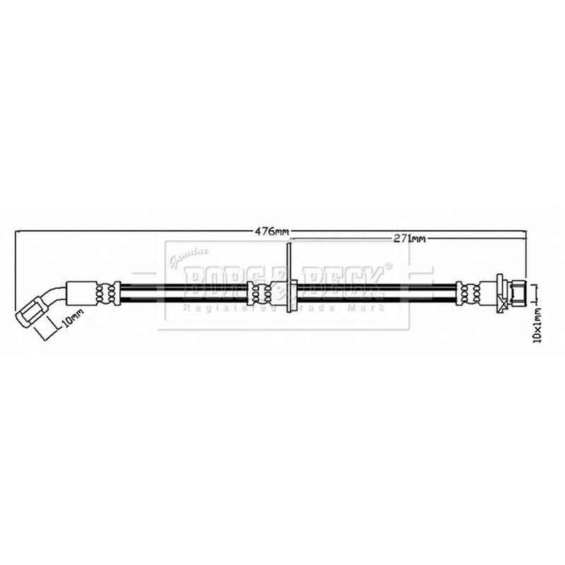 Borg & Beck Brake Hydraulic Hose Line Rear Right BBH6782