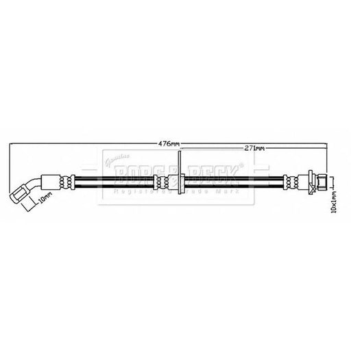 Borg & Beck Brake Hydraulic Hose Line Rear Right BBH6782
