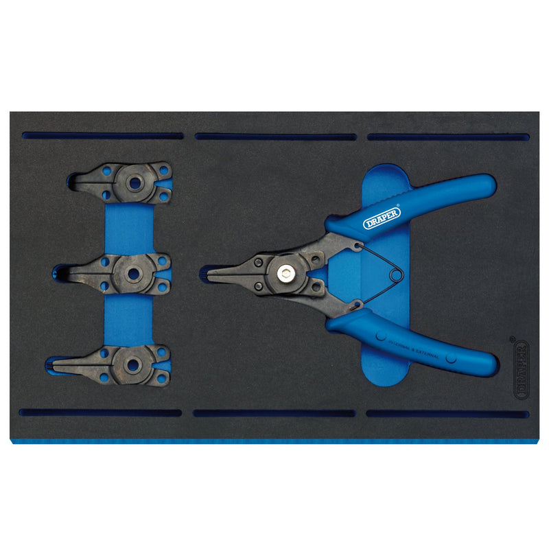 Draper Interchangeable Circlip Plier Set in 1/4 Drawer EVA Insert Tray (5 Piece) Draper - Dynamic Drive