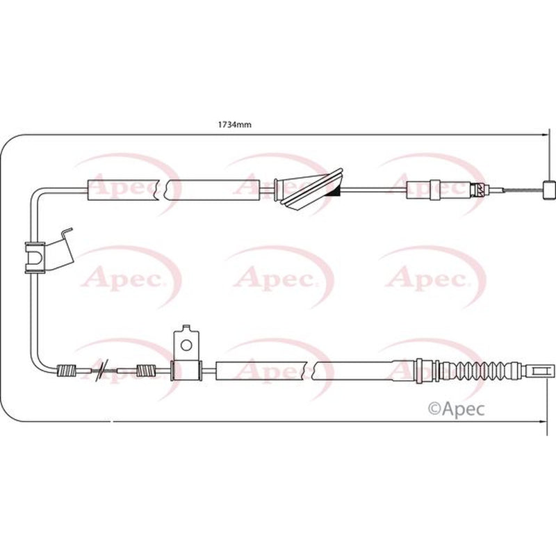 Apec Handbrake Cable Right Rear fits Honda Accord 1999-2002 1.8 2.0 2.3
