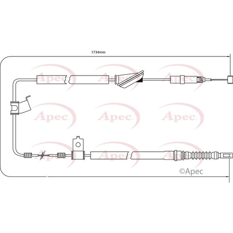 Apec Handbrake Cable Right Rear CAB1208