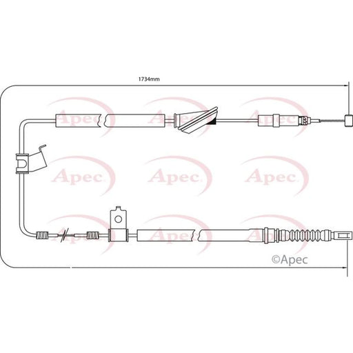 Apec Handbrake Cable Right Rear CAB1208