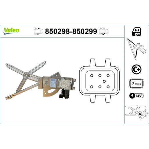 Valeo Electric Window Regulator Lifter Right Front 850299