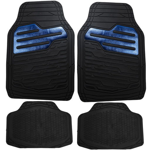 Streetwize SWCM127 Adonia 4 piece Rubber Mat Set with "Metallic" Blue Heel Pad