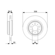 Bosch 2 x Vented Brake Discs fits Volvo XC90 I 2002-2014 2.5 3.2