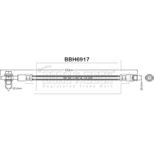 Borg & Beck Brake Hydraulic Hose Line Rear Right BBH6917