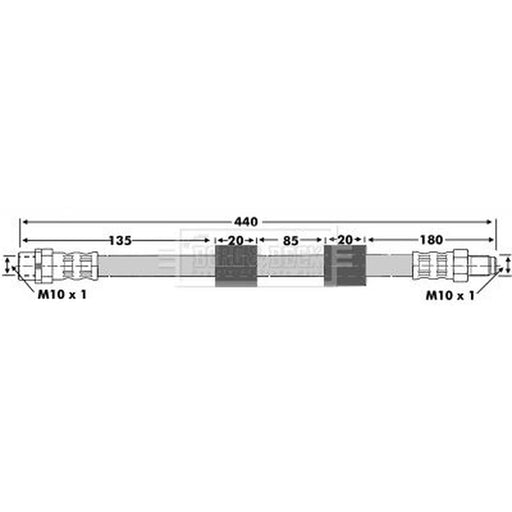 Borg & Beck Brake Hydraulic Hose Line Front Right BBH6739