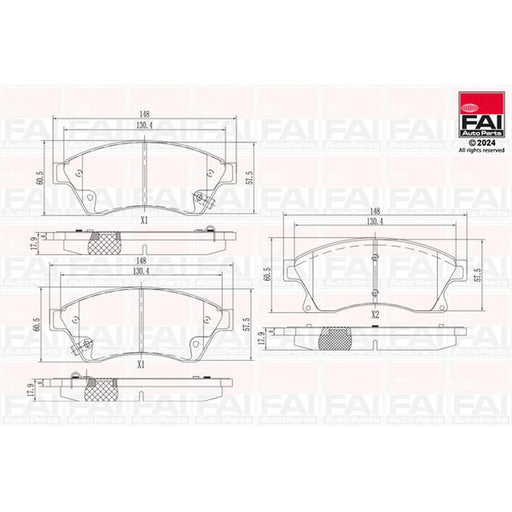 FAI Front Brake Pad Set fits Chevrolet Aveo 2011-2015 1.2 1.3 1.4 1.6