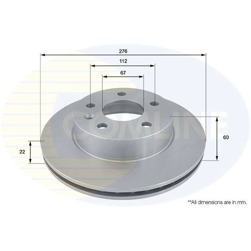 Comline 2 x Vented Front Brake Discs ADC1608V-x2