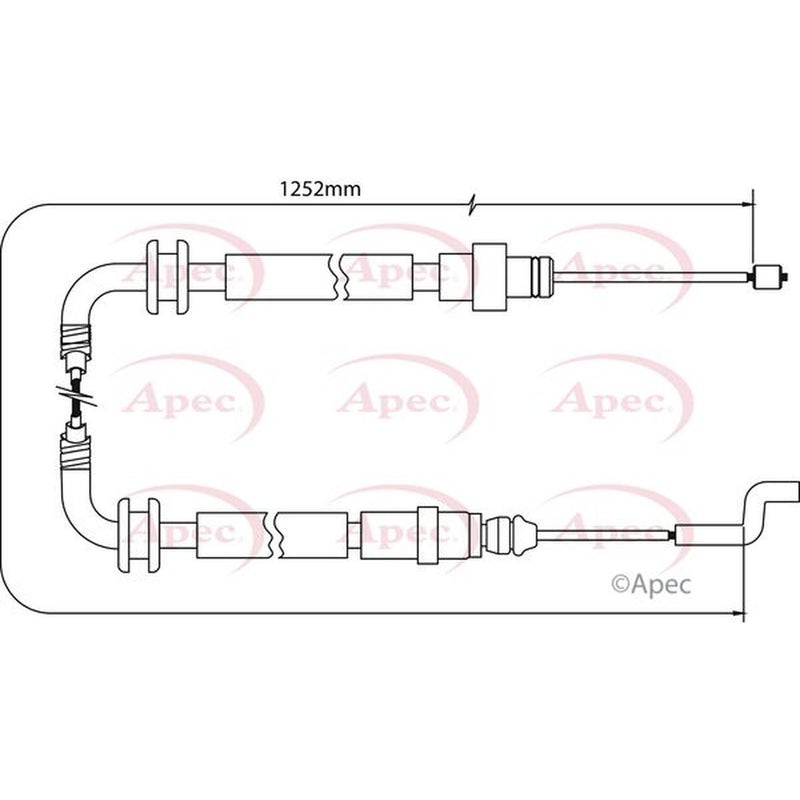 Apec Handbrake Cable Left Rear fits VW Caravelle Bus 2003-2009 1.9 2.5