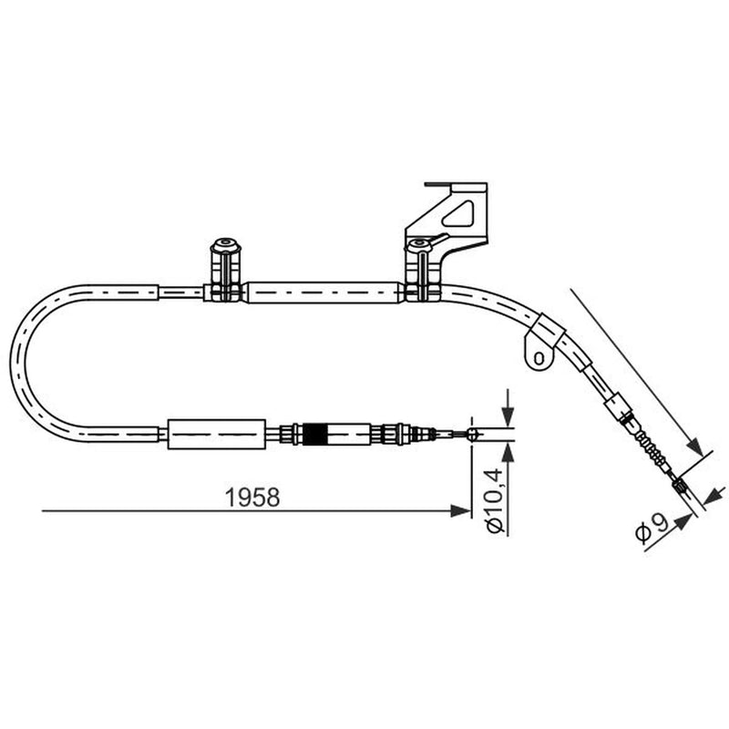 Bosch Handbrake Cable Right Rear fits Audi A6 C5 1997-2005