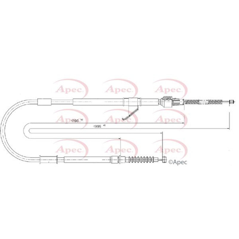 Apec Handbrake Cable Right Rear fits Mitsubishi L200 1996-2007 2.4 2.5