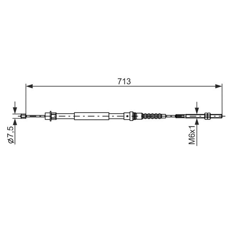 Bosch Handbrake Cable Rear fits Peugeot 607 2000-2006 2.0 2.2 3.0