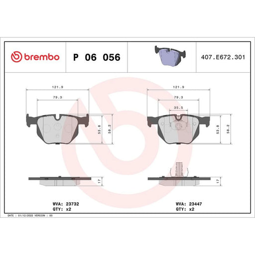 Brembo 4 x Rear Brake Pad Set fits BMW X5 2006-2018 3.0