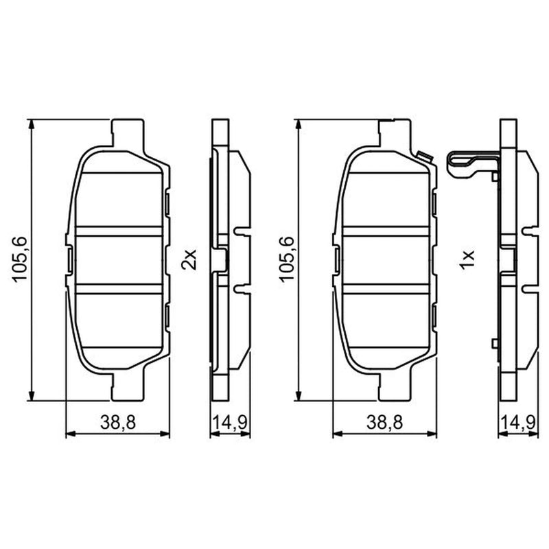 Bosch Front & Rear Pads fits Nissan Juke 2010-2019 1.6