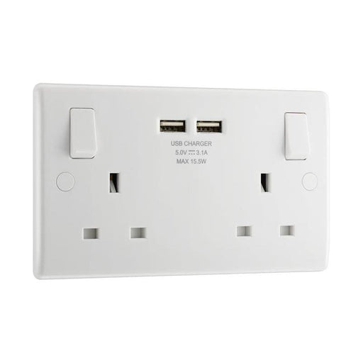 Masterplug Switched Socket 2-Gang 13A with 2 x USB Ports Masterplug - NN4 Online