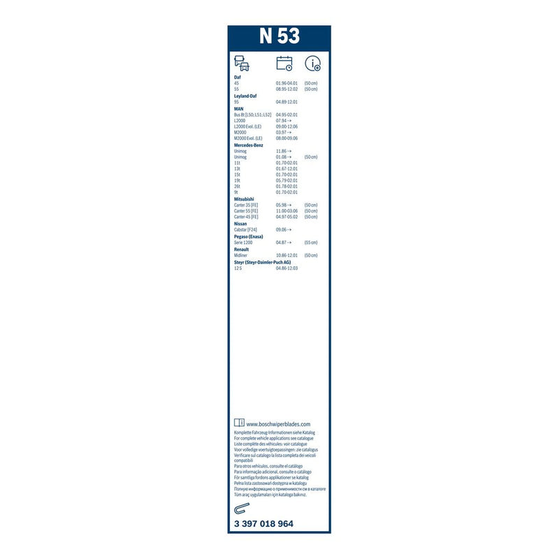Bosch Eco Wiper Blade 500mm — N53 fits Citroën C25 1981-1994 1.8 1.9 2.0 2.5