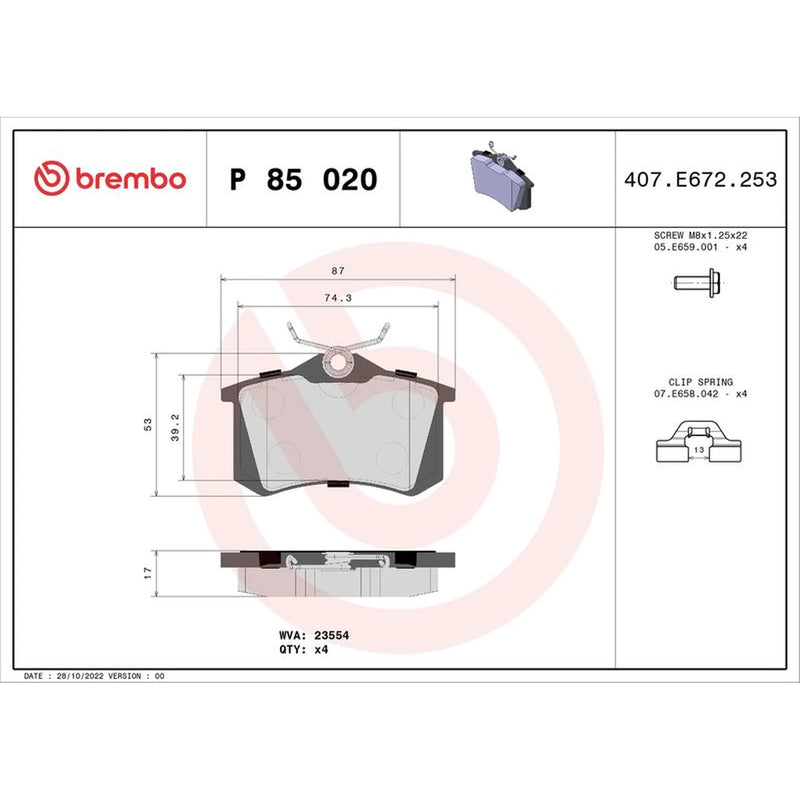 Brembo Xtra Rear Brake Perforated Discs & Pads fits Peugeot 207 2006-2013 1.6